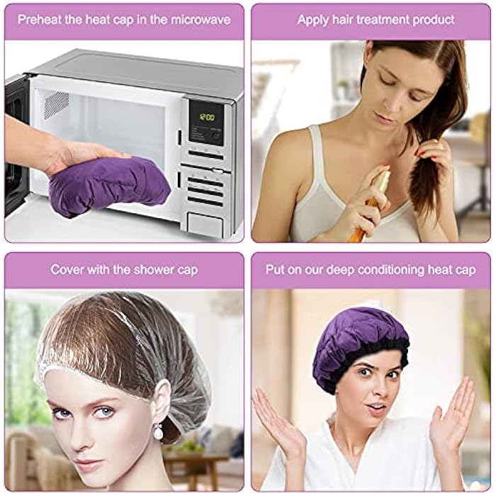 Debecty Deep Conditioning Heat Cap Microwavable Heat Cap for Steaming Hair Styling and Treatment Steam Cap Steaming Haircare Therapy (Purple) - Image 4